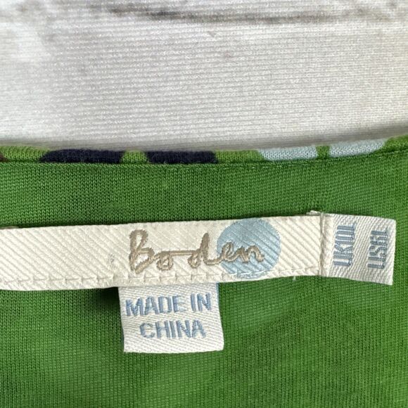 Boden Knit Knot Twist Front Jersey Printed Midi Day Dress Womens 6 Green Multi - Picture 5 of 11